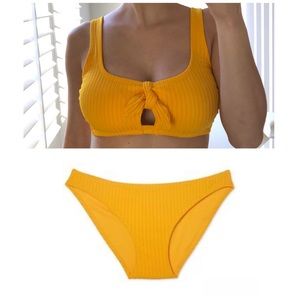 🛑LAST CHANCE🛑 Yellow Bikini Set Top Bottom Tie Ribbed Matching